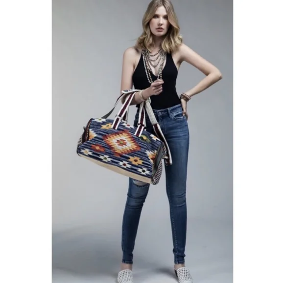 Ruggine Fine Cotton Handmade Woven Navajo Pattern Duffle Bag - Picture 8 of 10